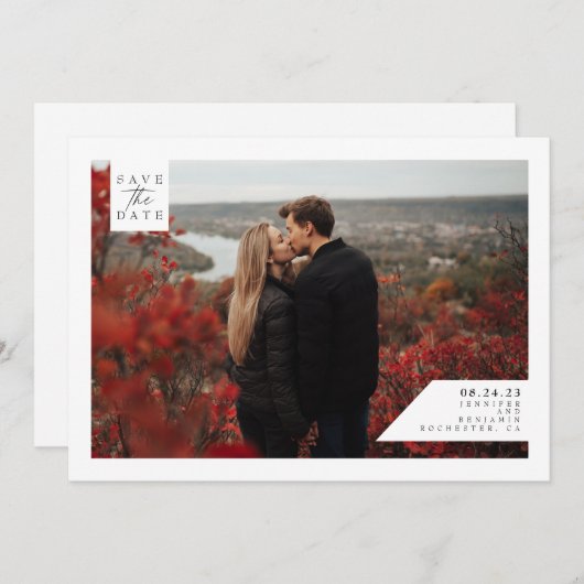 ミニマリモダンスト日付写真を保存 セーブザデート (正面/裏面)