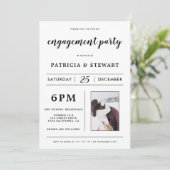 ミニマリモダンスト白黒写真婚約 招待状 (スタンド正面)