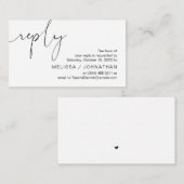 ミニマリモダンスト·ブラック·スクリプト、結婚式のRSVP エンクロージャーカード (正面/裏面)