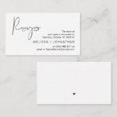 ミニマリモダンスト·ブラック·スクリプト、結婚式のRSVP エンクロージャーカード (正面/裏面)