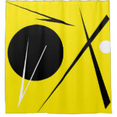 ミニマリモダンズム抽象芸術アートイエロー白黒 シャワーカーテン (正面)