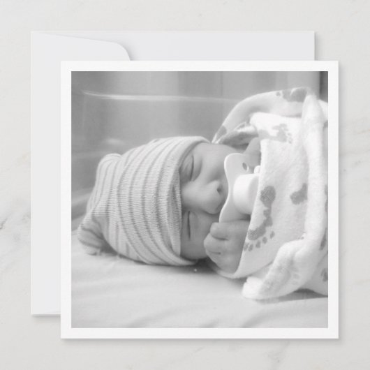 ミニマリユニセックスストベビー生まれたばかりの誕生発表 案内状 (正面)