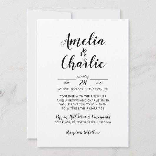 ミニマリ素朴ストシンプル結婚式招待状 招待状 (正面)