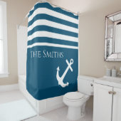ミニマルいかりとストライプ航海の シャワーカーテン (インサイチュ)