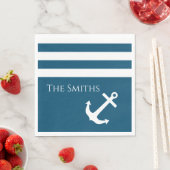 ミニマルいかりとストライプ航海の スタンダードランチョンナプキン (インサイチュ)