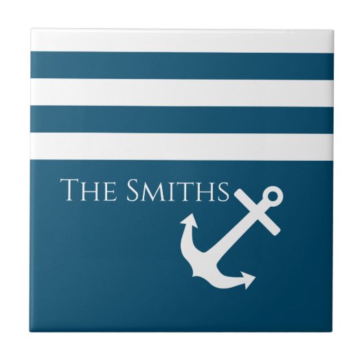 ミニマルいかりとストライプ航海の タイル (正面)