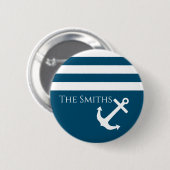 ミニマルいかりとストライプ航海の 缶バッジ (正面&裏面)