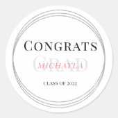 ミニマルおめでとう2024年卒業クラス ラウンドシール (正面)