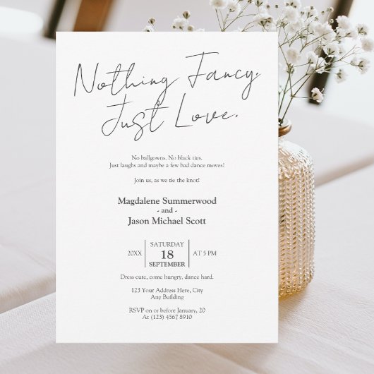 ミニマルおもしろいなしファンシーカジュアルお祝い 招待状