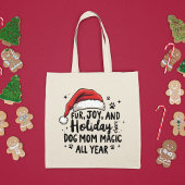 ミニマルおもしろいクリスマスハット&タイポグラフィドッグママ トートバッグ