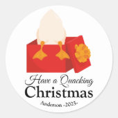 ミニマルおもしろいシンプルクリスマス可愛いアヒル ラウンドシール (正面)