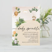 ミニマルおもしろいジャングルサファリガールベビー散水 招待状 (スタンド正面)