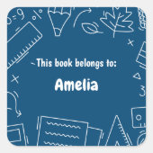 ミニマルおもしろいスクール用品パタパーソナライズされたーン スクエアシール (正面)