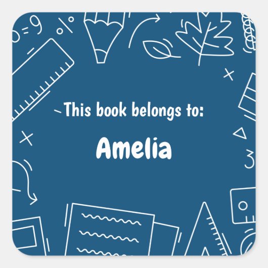 ミニマルおもしろいスクール用品パタパーソナライズされたーン スクエアシール (正面)