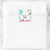 ミニマルおもしろいスクール用品パタパーソナライズされたーンS スクエアシール (バッグ)