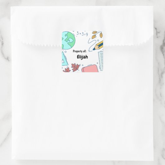 ミニマルおもしろいスクール用品パタパーソナライズされたーンS スクエアシール (バッグ)