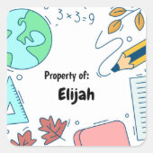 ミニマルおもしろいスクール用品パタパーソナライズされたーンS スクエアシール (正面)