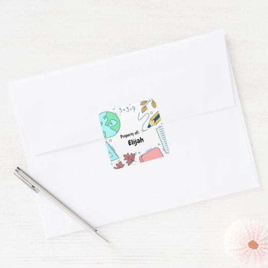 ミニマルおもしろいスクール用品パタパーソナライズされたーンS スクエアシール (封筒)