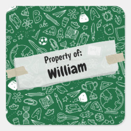 ミニマルおもしろいスクール用品パタパーソナライズされたーンS スクエアシール