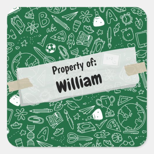 ミニマルおもしろいスクール用品パタパーソナライズされたーンS スクエアシール (正面)