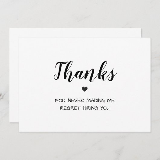 ミニマルおもしろいハート社員の評価 サンキューカード (正面/裏面)