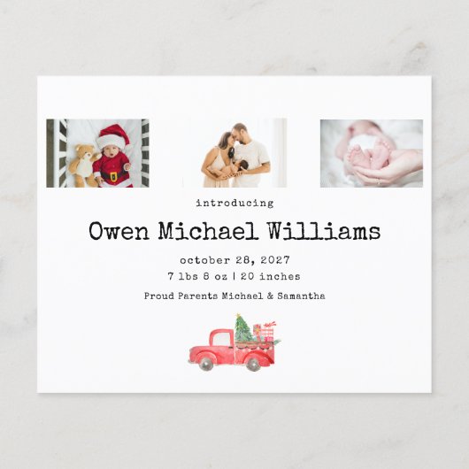 ミニマルおもしろいベビークリスマス誕生のお知らせ (裏面)