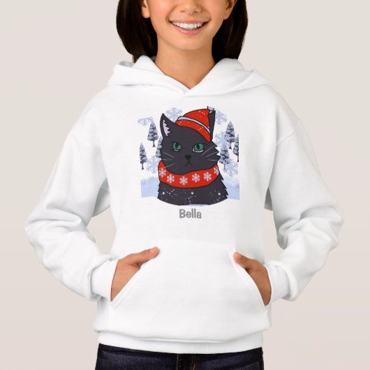 ミニマルおもしろいホリデーブラックキャットと姿勢 (正面)