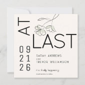 ミニマルおもしろいモダンフローラミュートセージとバフ 招待状 (正面)