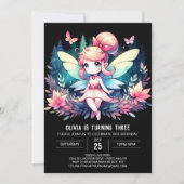 ミニマルおもしろい妖精誕生日 招待状 (正面)