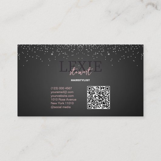 ミニマルおよびエレガント美容師QRコード 名刺 (裏面)