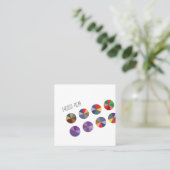 ミニマルおよびカラフル抽象芸術水玉模様 スクエア名刺 (スタンド正面)