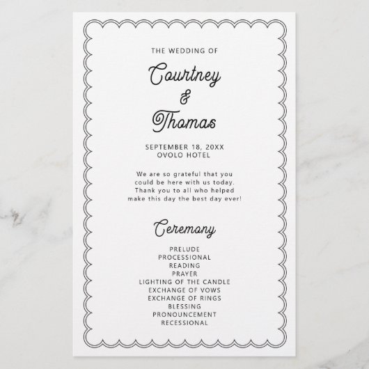 ミニマルおよびシンプルスキャロプ縁どラグラム (正面)