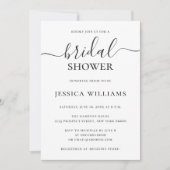 ミニマルおよびシンプルスクリプエレガントトブライダルシャワー 招待状 (正面)
