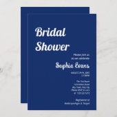 ミニマルおよびシンプルダークサファイアブライダルシャワー 招待状 (正面/裏面)