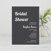 ミニマルおよびシンプルマットブラックブライダルシャワー 招待状 (スタンド正面)