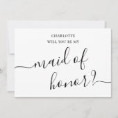 ミニマルおよびシンプルメイド・オブ・オーナー(花嫁付き添い人)提案カード 招待状 (正面)