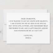 ミニマルおよびシンプルメイド・オブ・オーナー(花嫁付き添い人)提案カード 招待状 (裏面)