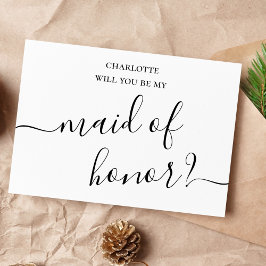 ミニマルおよびシンプルメイド・オブ・オーナー（花嫁付き添い人）提案カード 招待状
