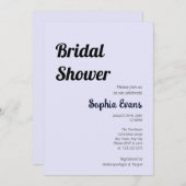 ミニマルおよびシンプルラベンダーブライダルシャワー 招待状 (正面/裏面)