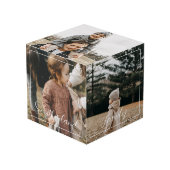 ミニマルおよび家族エレガントスクリプト写真コラージュ フォトキューブ (正面アングル)