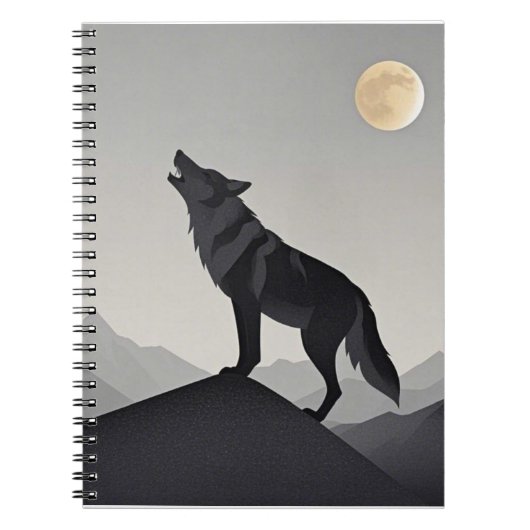 ミニマルお洒落オウルシルエットの遠吠え ノートブック (正面)
