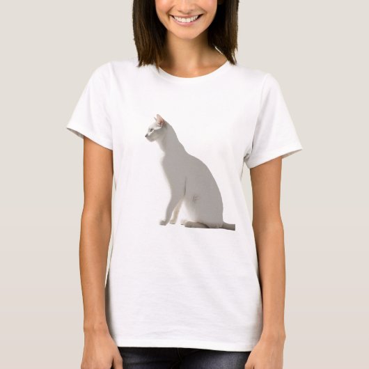 ミニマルお洒落スタイルの猫のシルエット Tシャツ (正面)