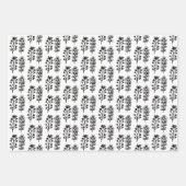 ミニマルお洒落フローラブラック&ホワイトかわいい ラッピングペーパーシート (正面3)