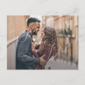 ミニマルお洒落リストのスクリプト写真の日付の保存 インビテーションポストカード (正面)