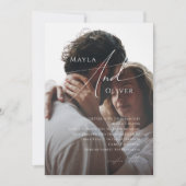 ミニマルお洒落リストのスクリプ結婚ト写真 招待状 (正面)