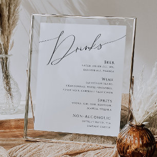 ミニマルお洒落リストの結婚Drinksメニュー ポスター