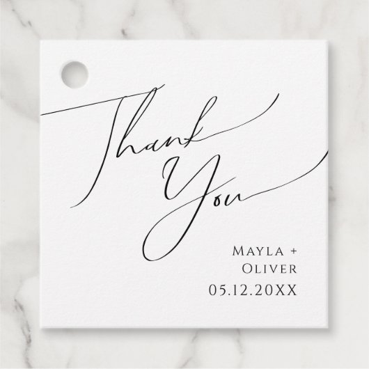 ミニマルお洒落リストスクリプトありがとうごメッセージカード フェイバータグ (正面)