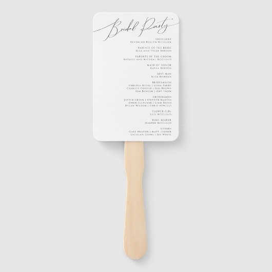 ミニマルお洒落リストスクリプト結婚式 プログラム ハンドファン (裏面)