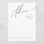 ミニマルお洒落リストスクリプト |ブラック結婚ズ アドバイスカード (正面)