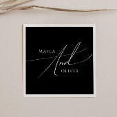 ミニマルお洒落リストスクリプト |ブラック結婚ズ スタンダードカクテルナプキン